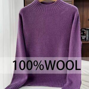 New Purple Women's 100% Wool Sweater (Size M)